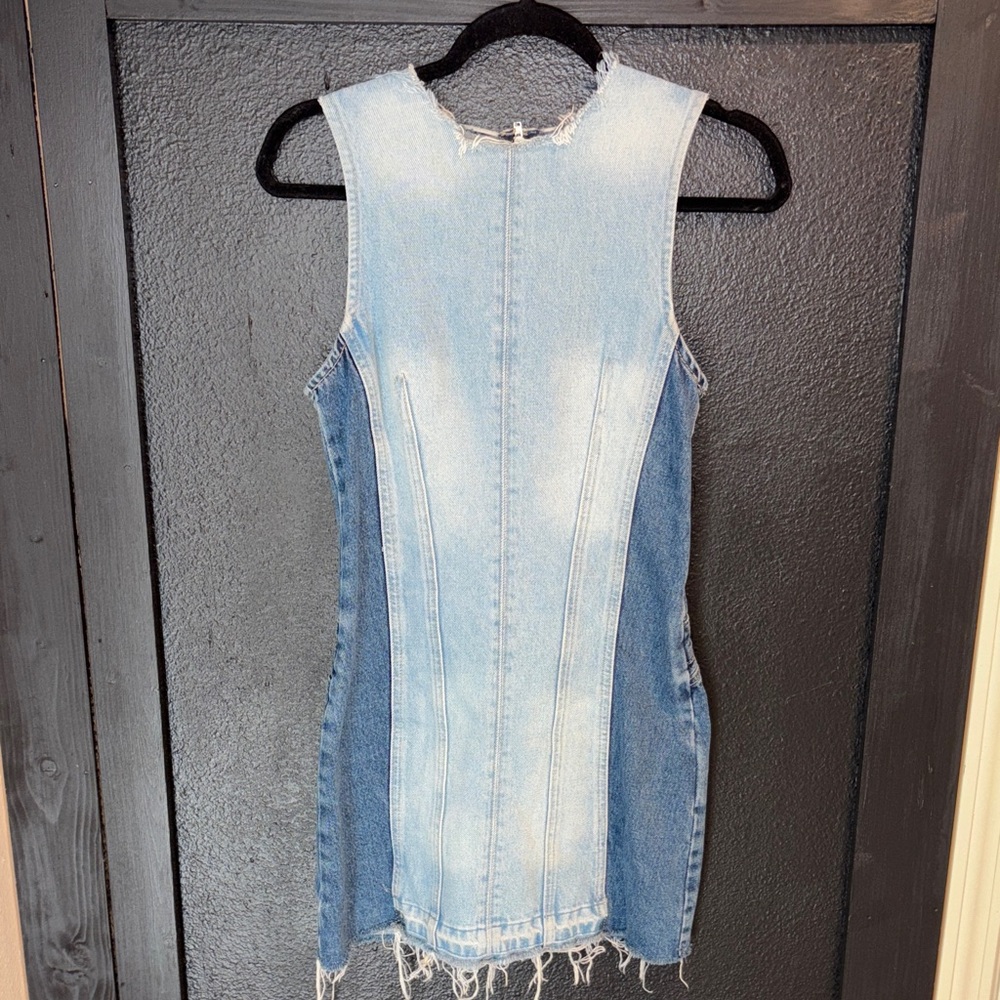 Zara Light Blue Denim Mini Dress XS Excellent - Picture 2 of 7